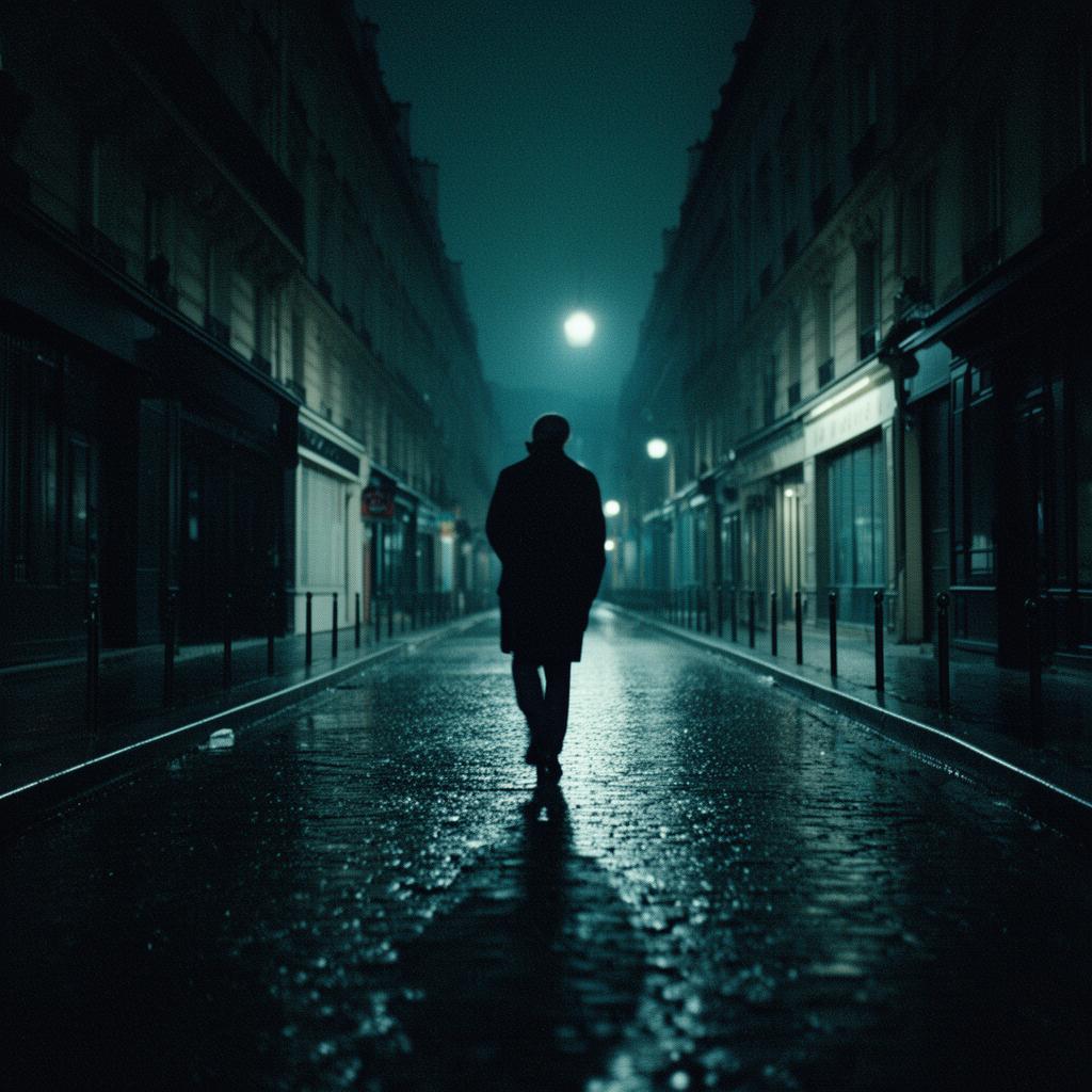 Plan cinéma nocturne dans une rue de Paris